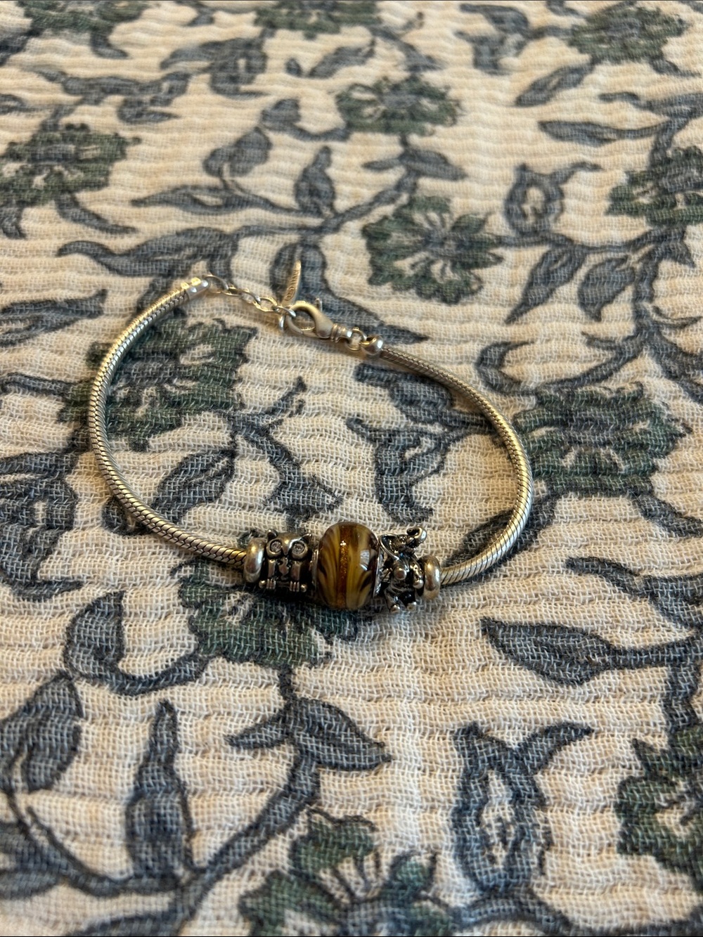Sterling Silver Brown Glass Bead Bracelet - Women's Jewelry